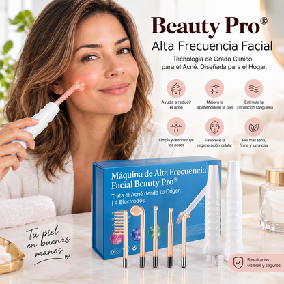Máquina de Alta Frecuencia Facial Beauty Pro® — Trata el Acné desde su Origen | 4 Electrodos