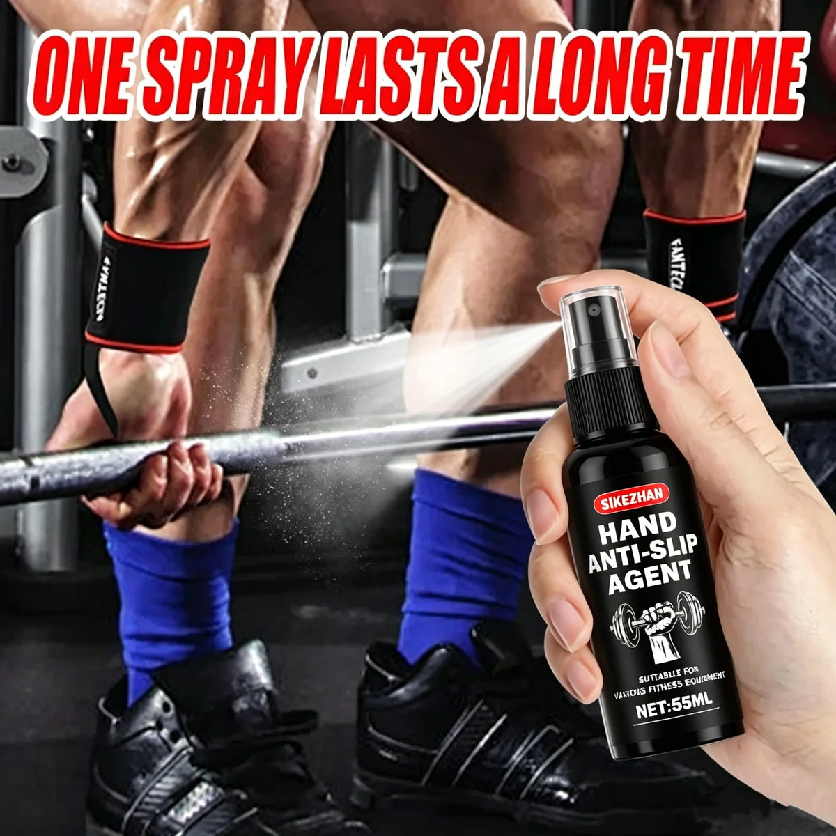 Spray de agarre para manos en peso muerto