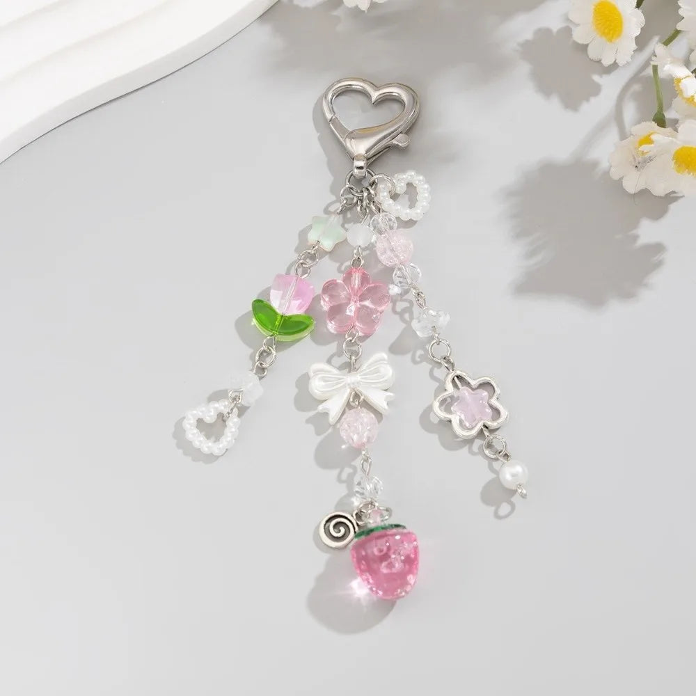 Charm Colgante de Perlas y Flores para Bolso - Estilo Y2K
