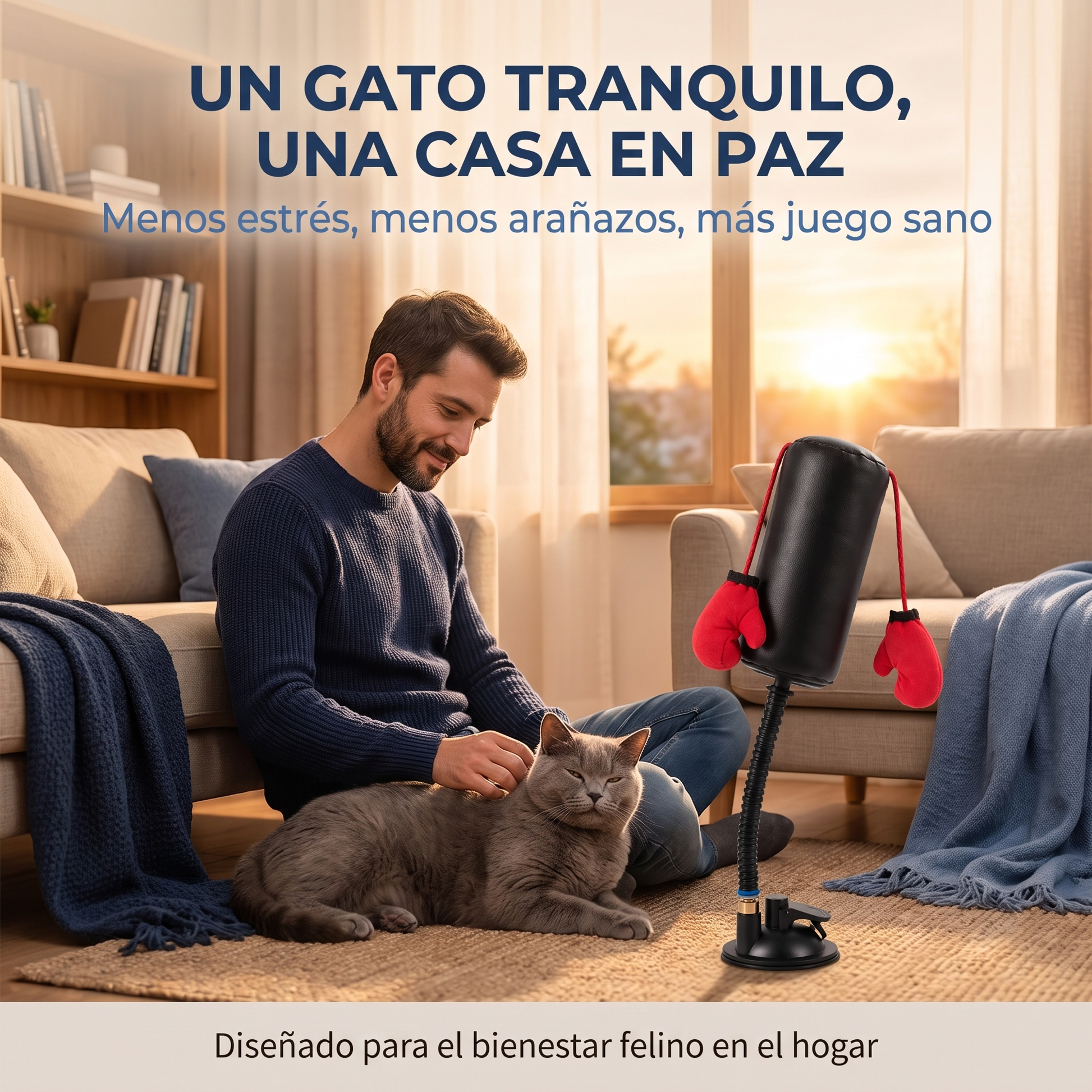 Gato PowerBox - gato tranquilo tras jugar, resultado de bienestar
