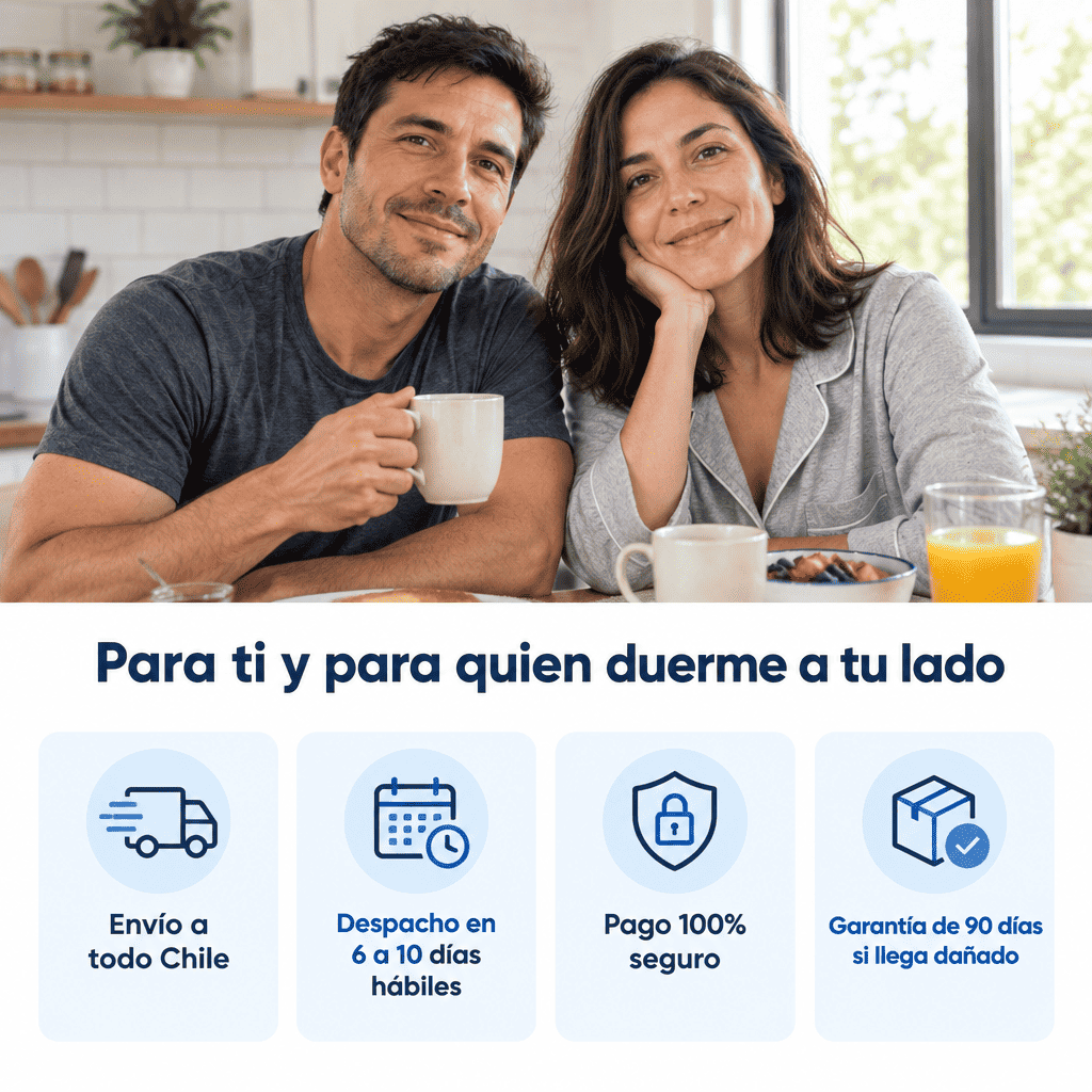 BlindaAir™ para ti y para quien duerme a tu lado: envío a todo Chile, pago seguro y garantía de 90 días si llega dañado