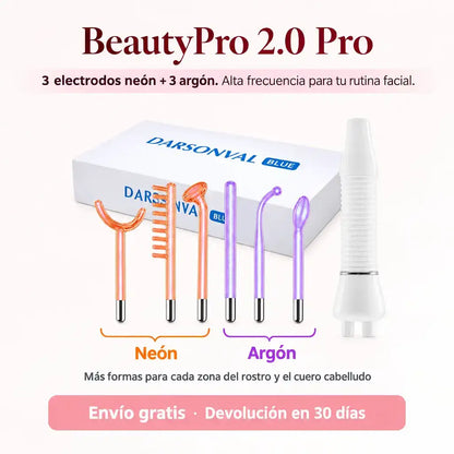 BeautyPro 2.0 Pro – Varita de Alta Frecuencia Neón + Argón | 6 Electrodos